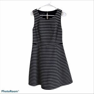 I.N.C. Black and‎ White Striped Flare Mini Dress-M